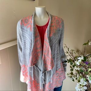 Eyeshadow Southwest Tribal Pink Gray Open Cardigan